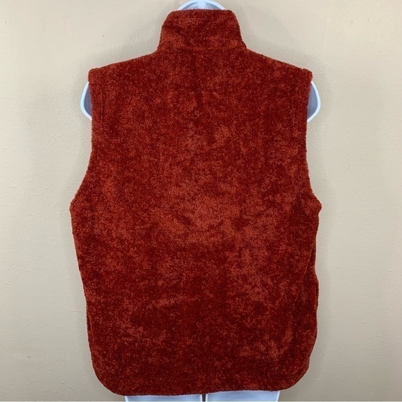 M Burgundy Red Faux Fur Sleeveless Vest Silver Thread Outerwear Medium Zip - Picture 5 of 10